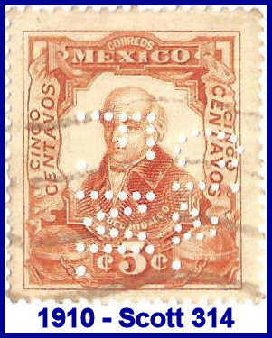 Ferrocarril Mexicano 1910 perfin